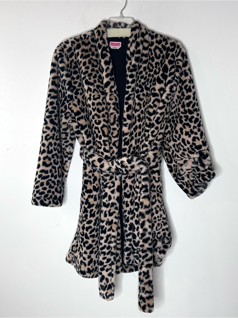 Kate Spade Chenille Ultra Plush Soft Belted Robe Leopard Print L/XL - Picture 3 of 5